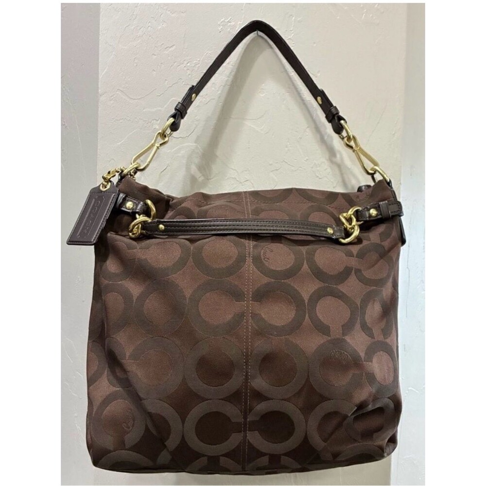 Coach Signature C Brown Canvas Leather Trim Y2K Shoulder Bag EUC - Picture 9 of 14